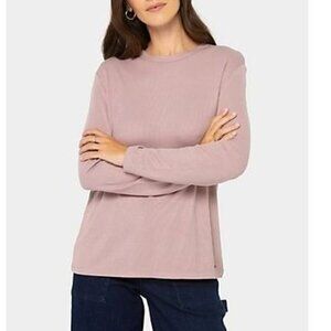 PEACE LOVE WORLD Pink Top Plus Size 1X Long Sleeve Rib Tee NWOT